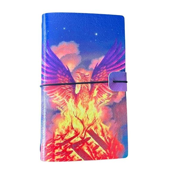 Phoenix Rising From the Ashes Faux Leather Reusable Travelers Notebook 8x4.5” - Picture 1 of 8